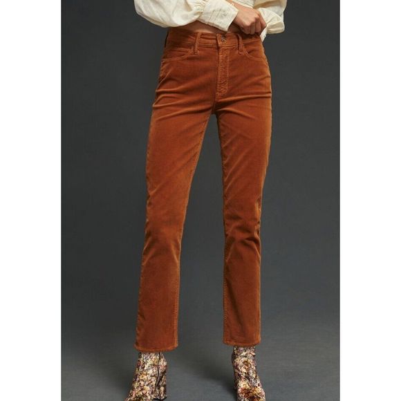 New Mother The Mid Rise Dazzler Corduroy Ankle Jeans Pants In Monks Robe Size 34 - Picture 4 of 13